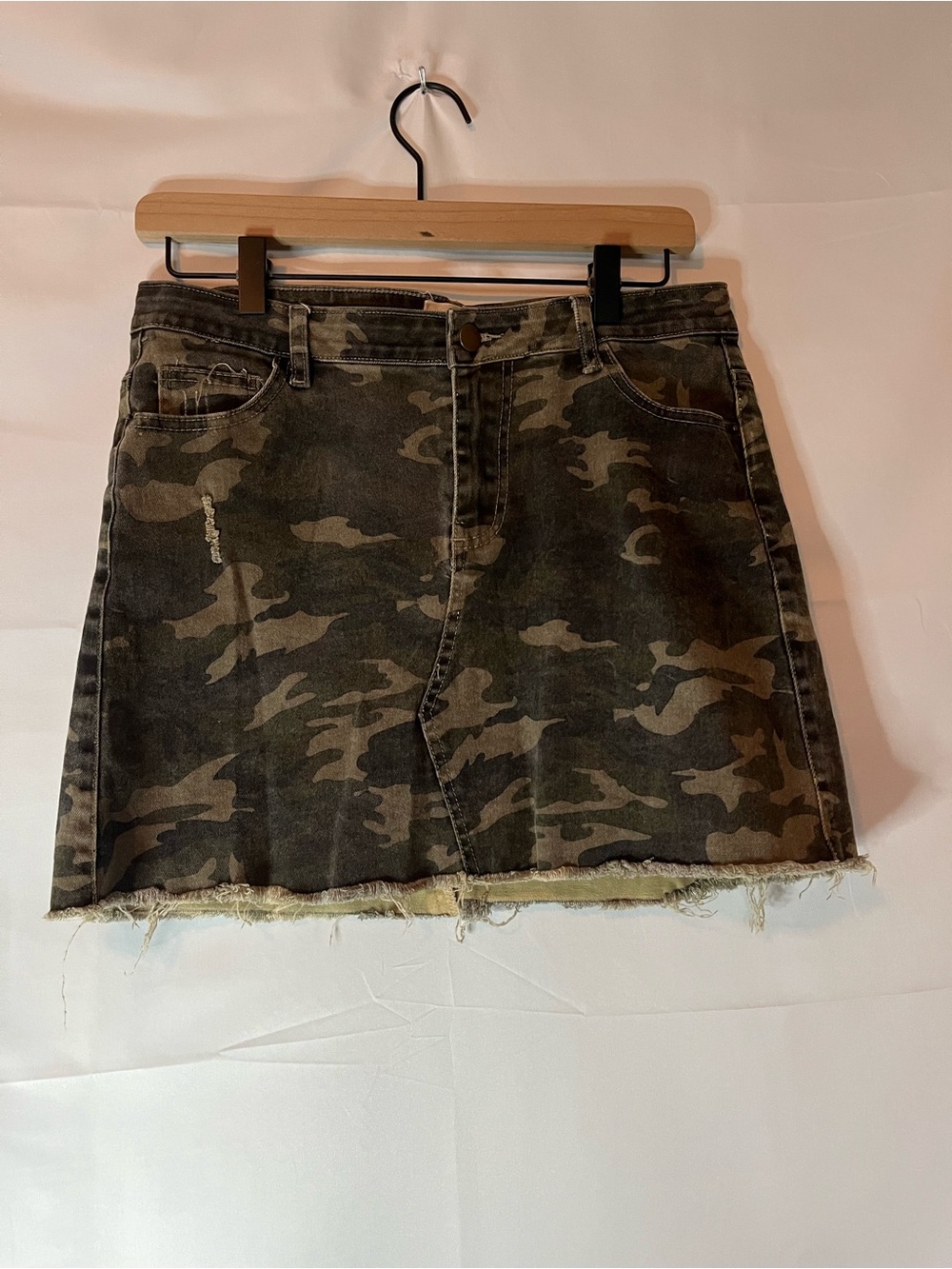 Ellison Camo Denim Mini Skirt - Green & Brown